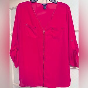 Rue21 Pink Gold Buttoned Relaxed Blouse Size XL
